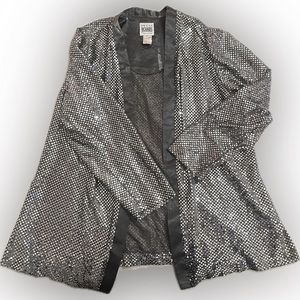silver sequin long sleeve blouse